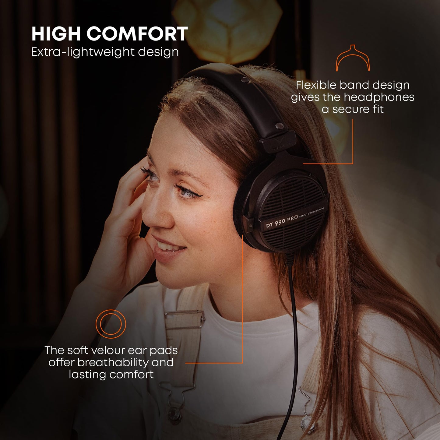 beyerdynamic DT 990 PRO Over-Ear Studio Monitor Headphones - Open-Back Stereo Construction, Wired (80 Ohm, Grey)