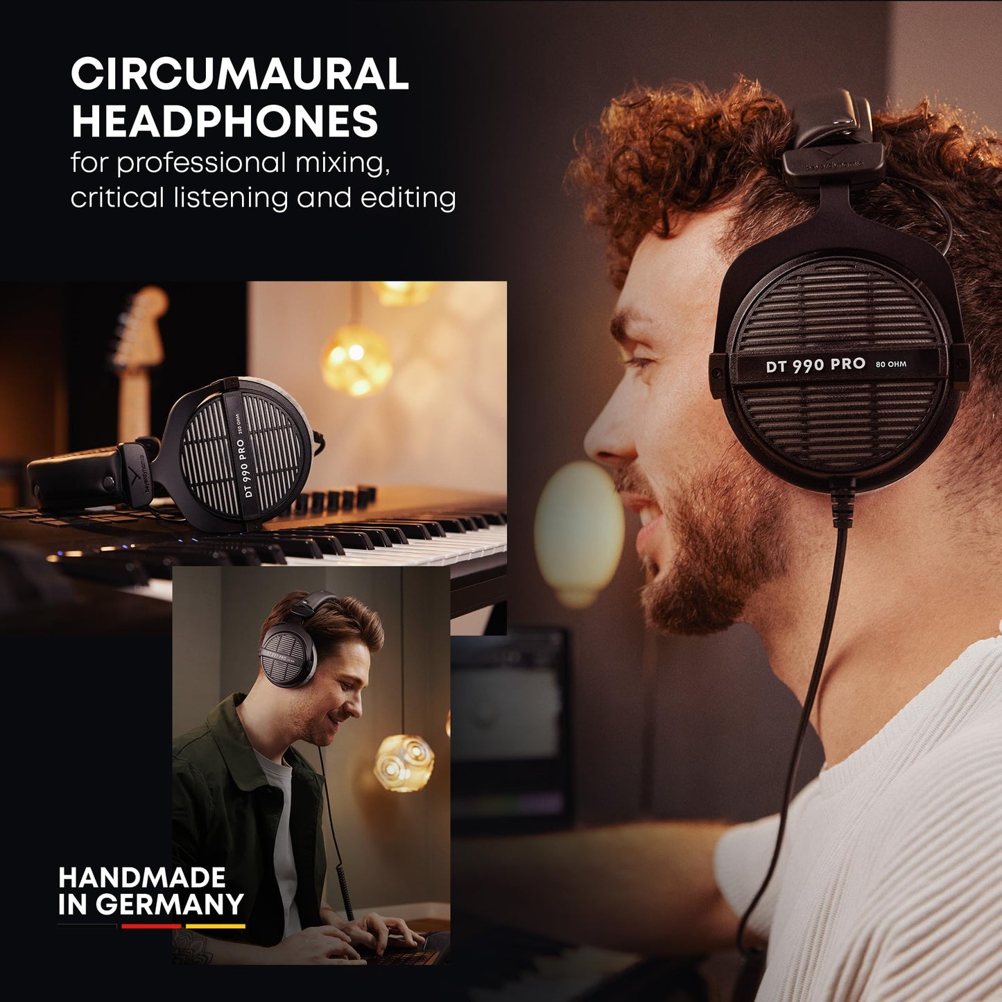 beyerdynamic DT 990 PRO Over-Ear Studio Monitor Headphones - Open-Back Stereo Construction, Wired (80 Ohm, Grey)