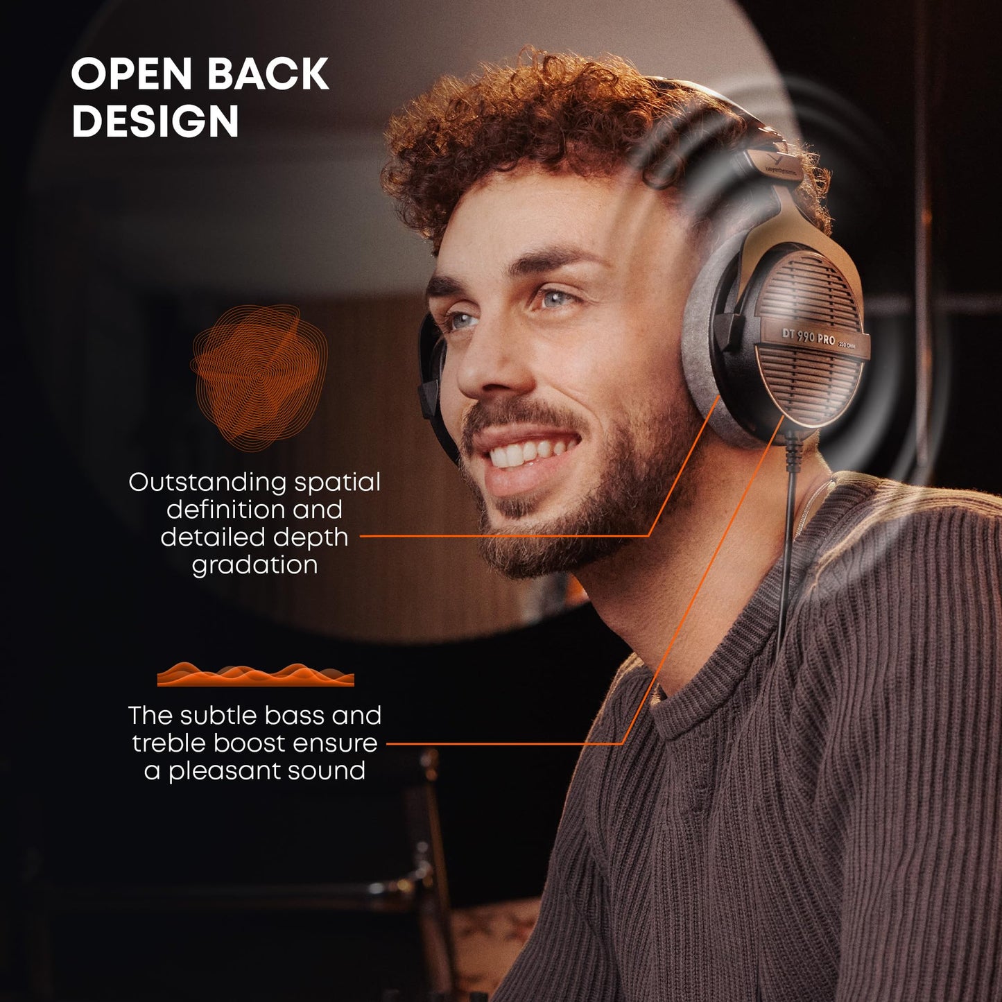 beyerdynamic DT 990 PRO Over-Ear Studio Monitor Headphones - Open-Back Stereo Construction, Wired (80 Ohm, Grey)